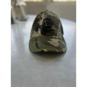 NAPA Outdoors Camo Hunting Hat Cap Green Camouflage Black Logo Strap Back